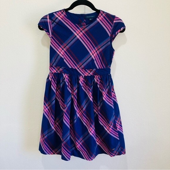 Tommy Hilfiger Plaid Polka Dot Cap Sleeve Dress in Girl’s Size 16 - Picture 1 of 10